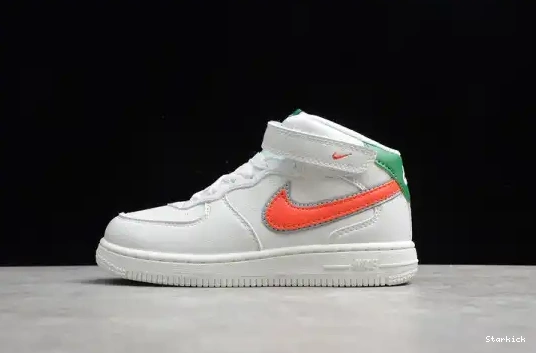 Orange Nike Green Kids Mid 1 Air Force 314193-100 07 White 0701